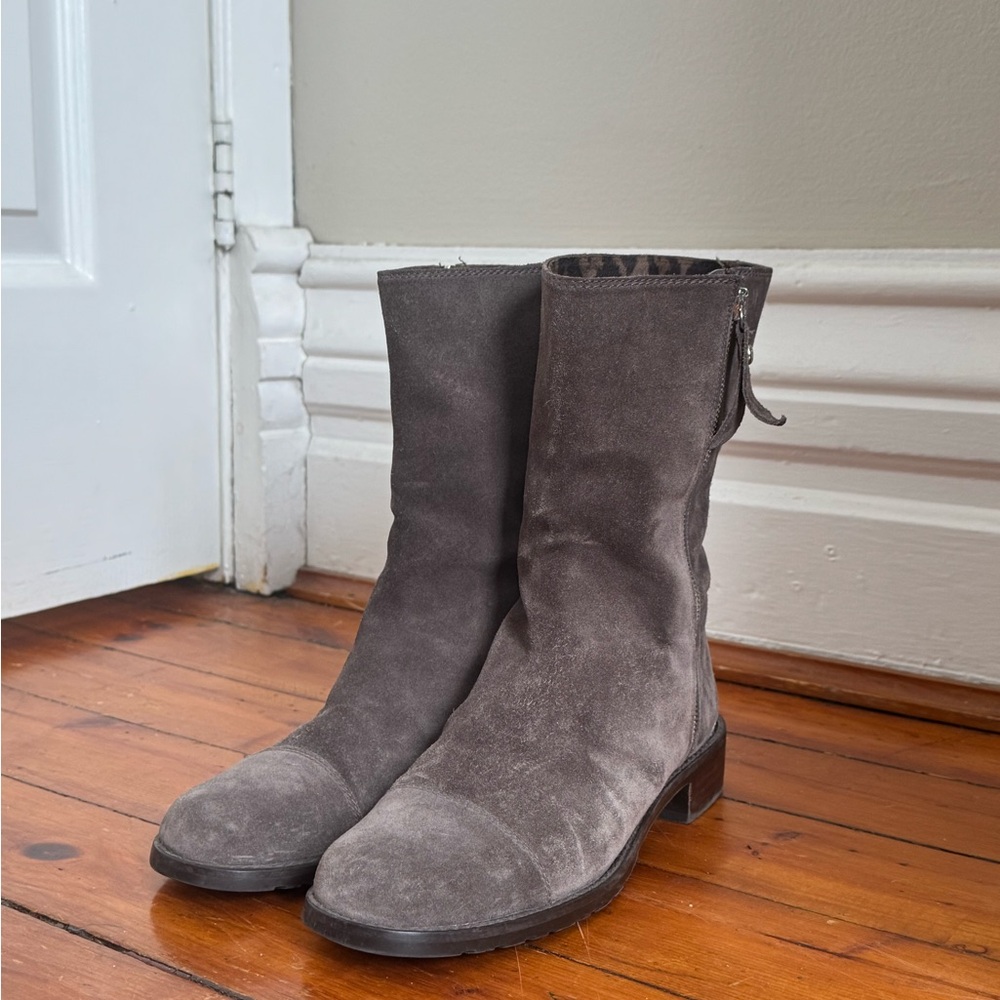 Stuart Weitzman Charcoal Suede Ankle Boots